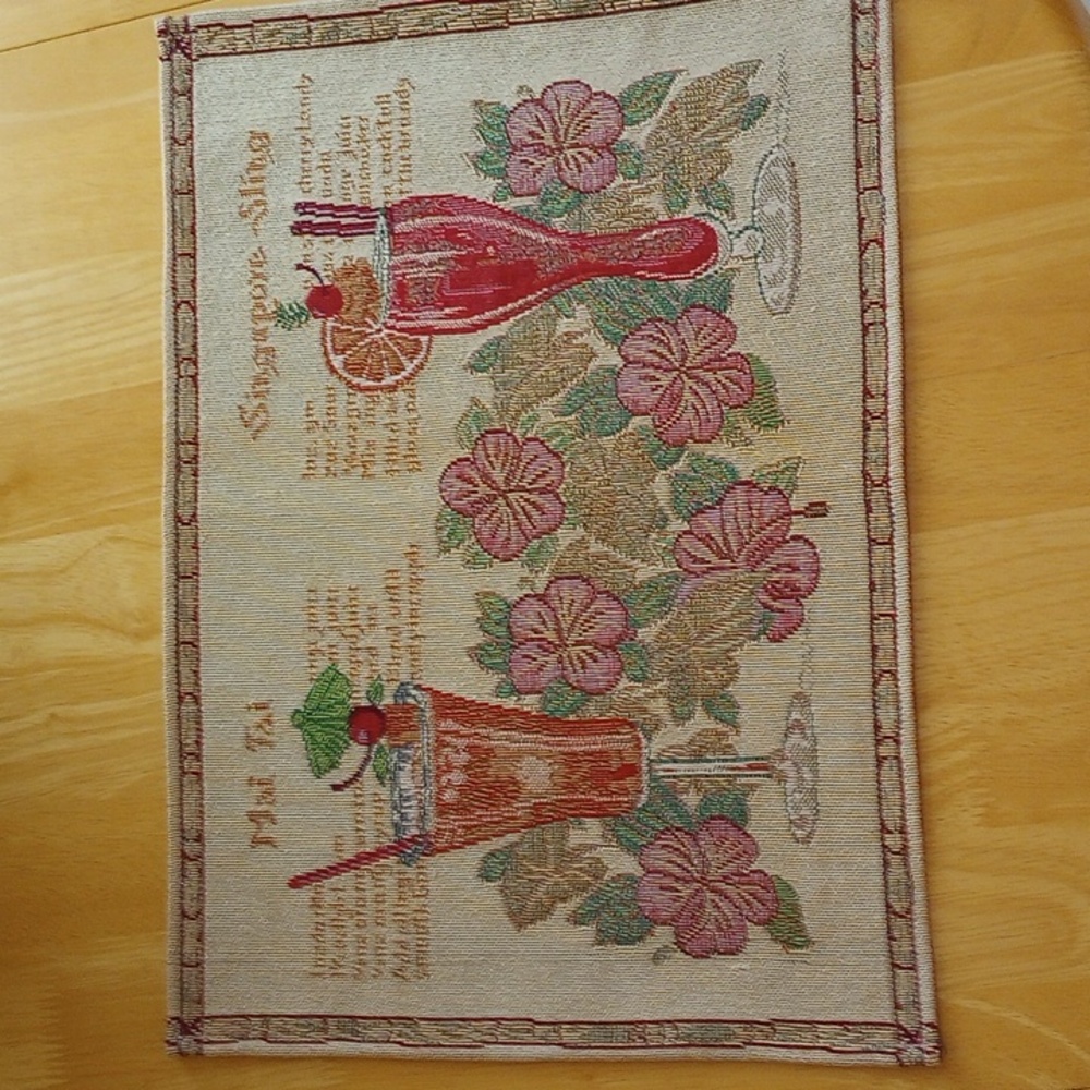 Tapestry Placemat - (Shows Mai Tai & Singapore Sling Cocktails)